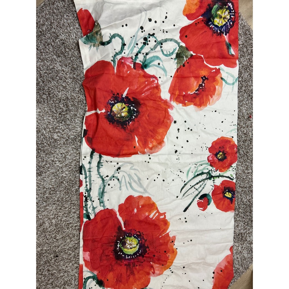 Tessuto Artigiano Umbro Montefalco Red Poppy Cotton Tablecloth 55x55 Italy NEW